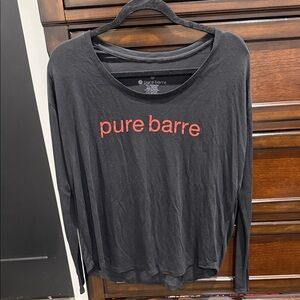 Pure Barre Charcoal Long Sleeve Tee with Red Logo